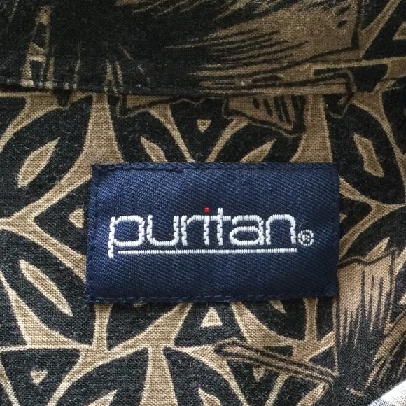 Puritan Hawaiian Black/Brown Print Camp Shirt XL - Picture 3 of 6